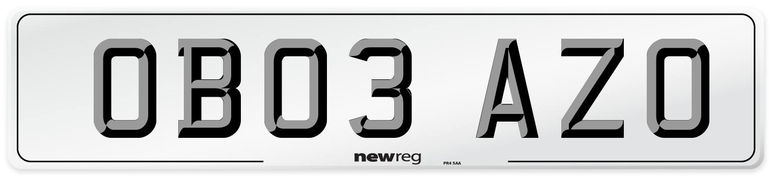 OB03 AZO Number Plate from New Reg
